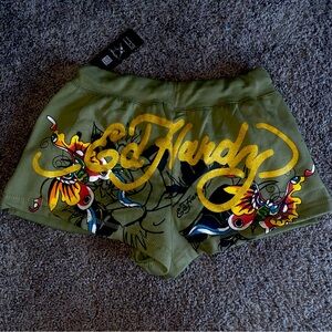 ***NWT*** Ed Hardy Y2K Cotton Olive Green Shorts 🐉💚
